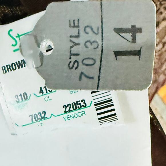 Enrico Baldini Brown Metallic Damask Brocade Jacket with Faux Fur Collar 14 - Picture 8 of 8